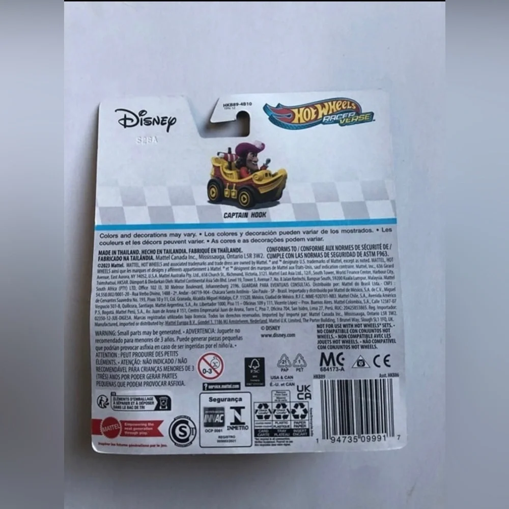 Mattel Hot Wheels Racer Verse: Disney's Captain Hook from Peter Pan - BRAND NEW!